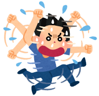 やけくそ ジタバタしている男性(イラスト)