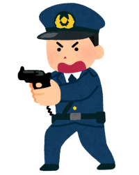 銃を構える警察官（イラスト）