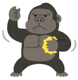 ドラミングするゴリラ（イラスト）
