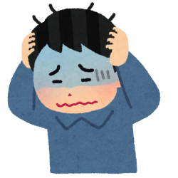 頭を抱える男性（イラスト）