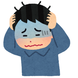 頭を抱える男性（イラスト）